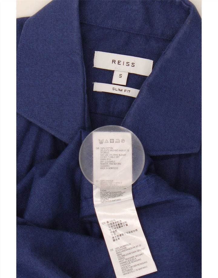 Camicia Reiss da uomo slim fit piccola in cotone blu navy