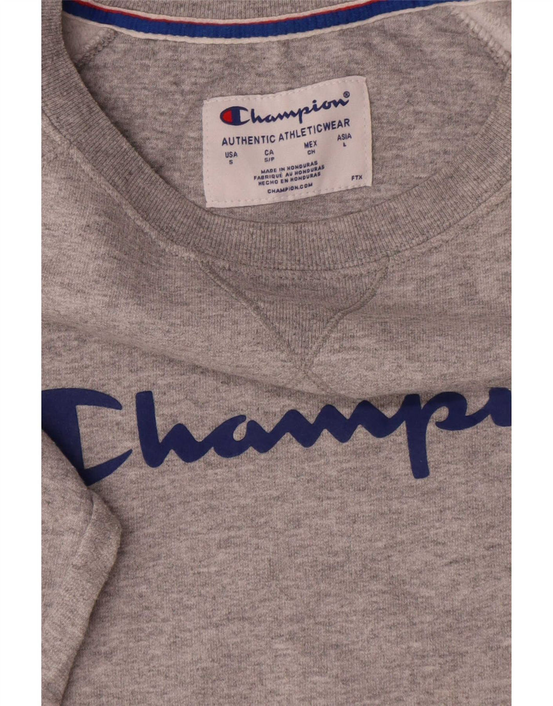 Felpa grafica da uomo Champion, maglione piccolo, cotone grigio