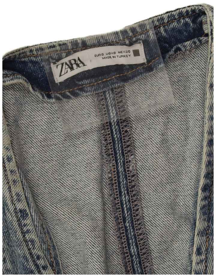 Gilet in denim da donna Zara UK 10 piccolo cotone blu