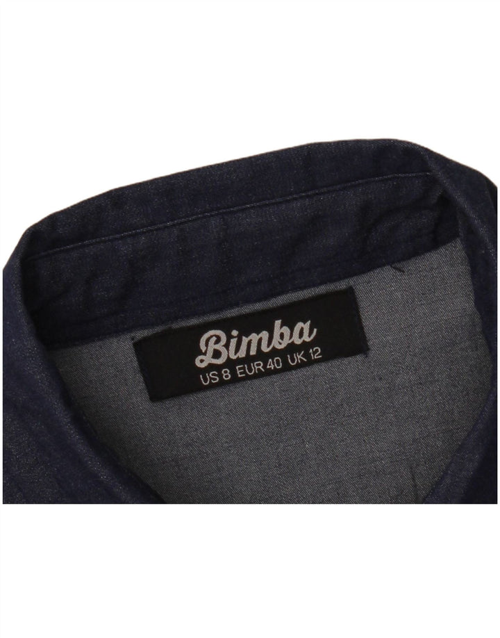 Abito in denim senza maniche da donna VINTAGE UK 12 blu navy medio