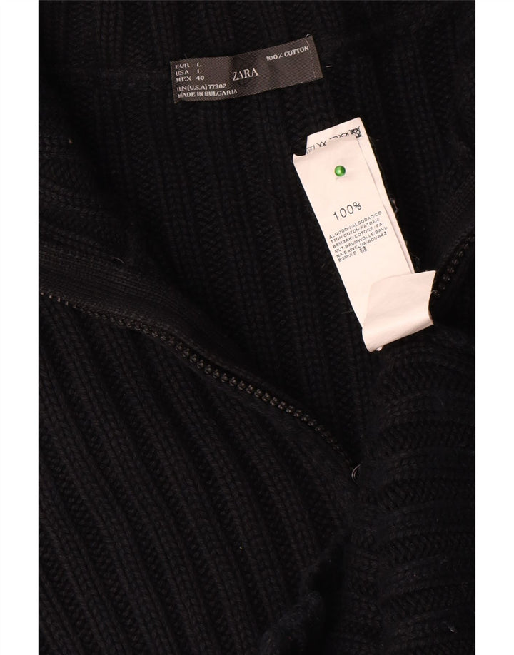 Maglione cardigan da uomo Zara grande in cotone blu navy