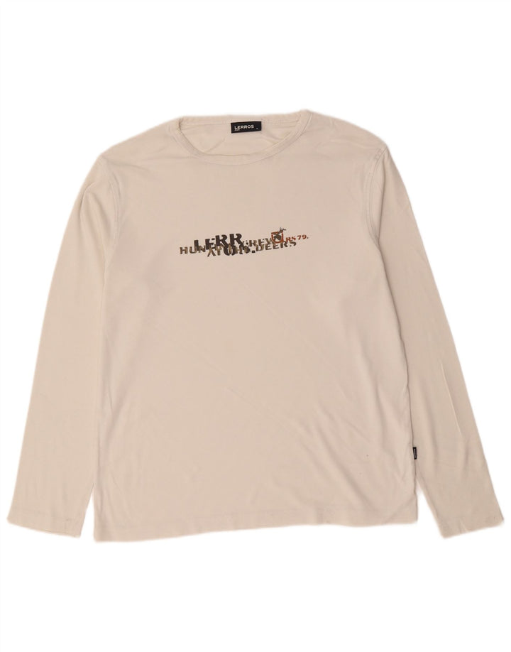 Top grafico da uomo Lerros manica lunga XL in cotone bianco