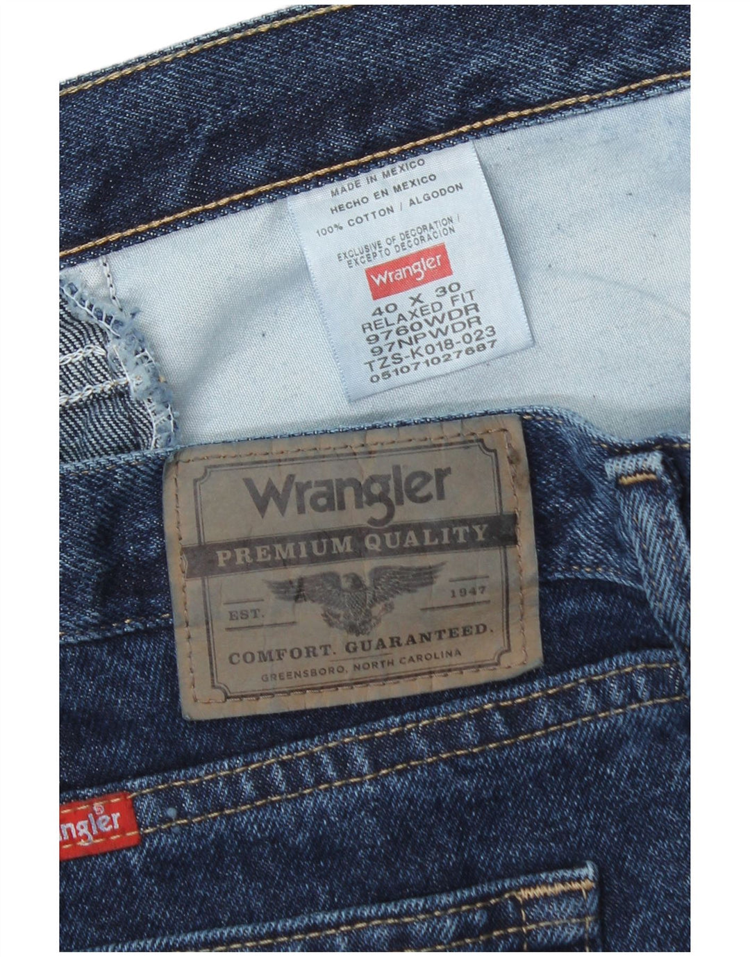 Jeans dritti da uomo Wrangler W40 L30 cotone blu navy