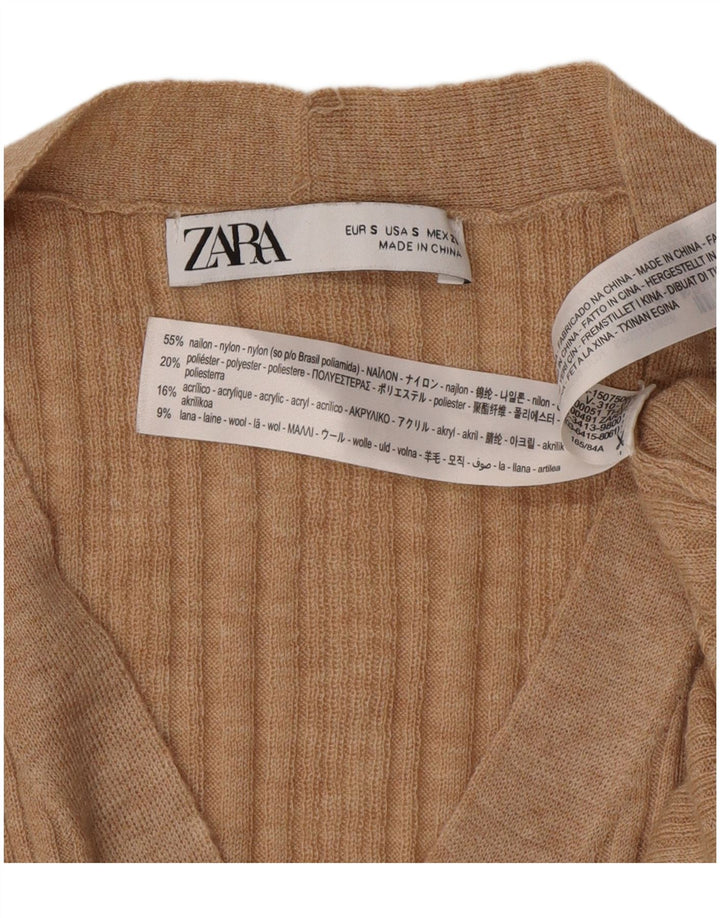 Maglione cardigan da donna Zara UK 10 piccolo nylon beige