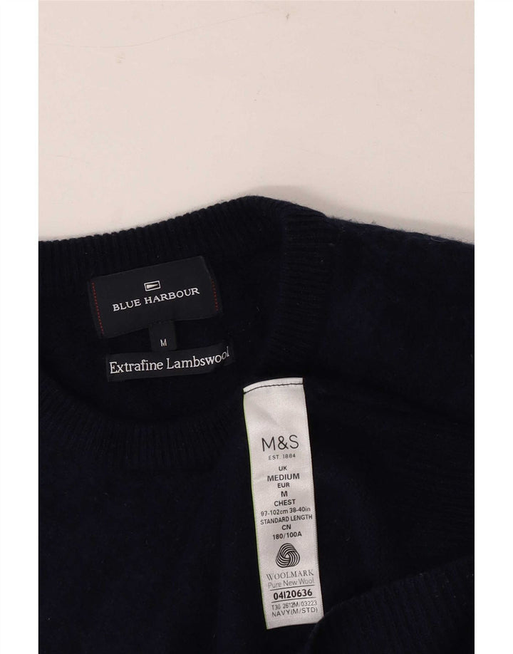 Maglione maglione girocollo da uomo Marks & Spencer blu navy medio