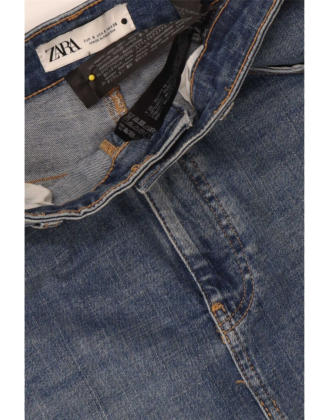 Gonna midi in denim da donna Zara piccola W26 in cotone blu