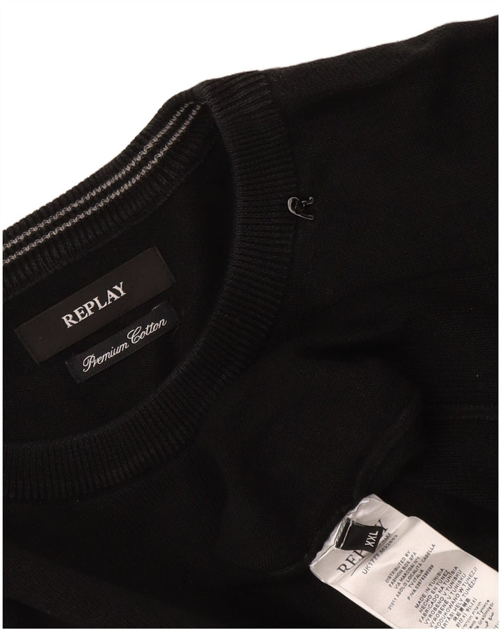 Maglione maglione girocollo da uomo Replay 2XL cotone nero