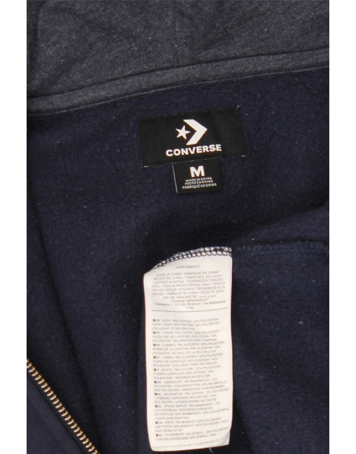 Maglione con cappuccio e zip da uomo Converse in cotone blu navy medio