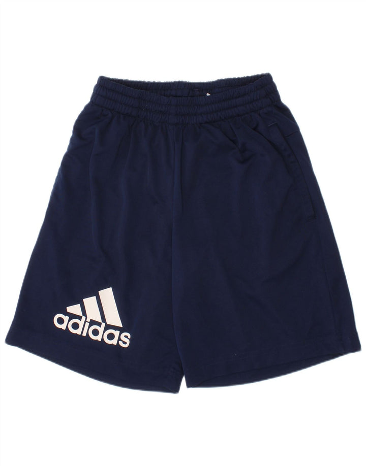 Pantaloncini sportivi Adidas Climalite Graphic da ragazzo 5-6 anni in poliestere blu navy