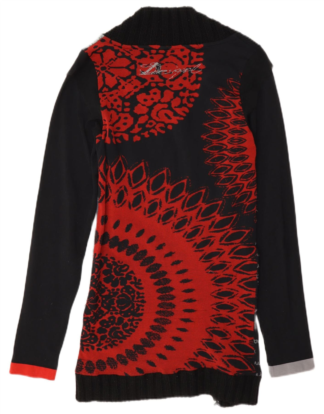 Desigual donna modello astratto tunica Top UK 12 medio nero