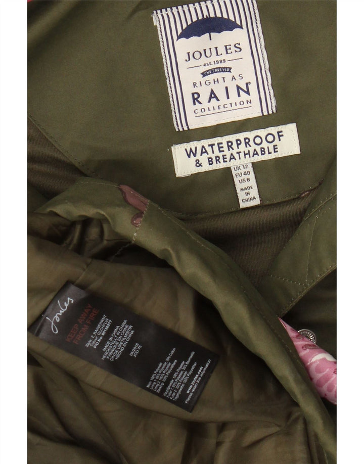 JOULES Impermeabile con cappuccio da donna UK 12 Poliestere floreale medio kaki