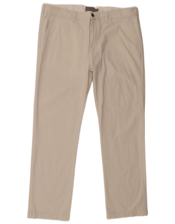 Marks & Spencer Mens Straight Chino Trousers W38 L31 Beige Cotton