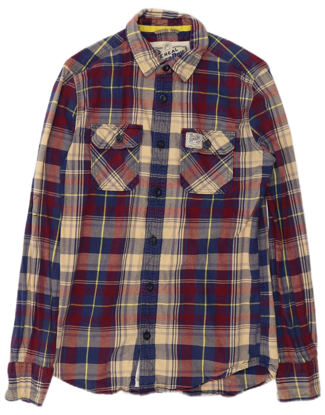 Camicia da uomo in flanella Superdry a quadri piccoli in cotone multicolore