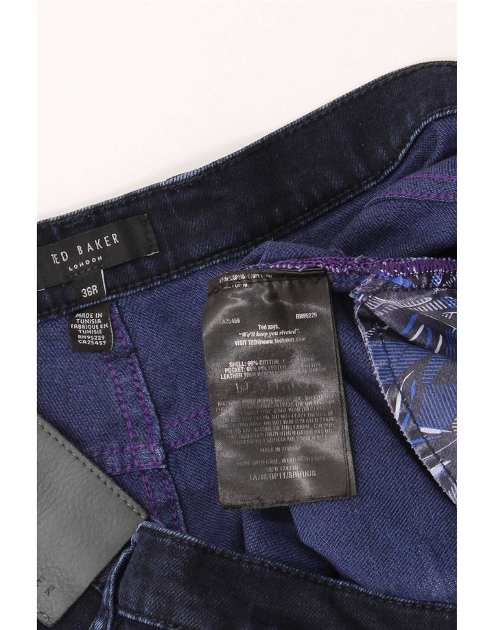 Jeans dritti vestibilità regolare da uomo Ted Baker W36 L31 cotone blu