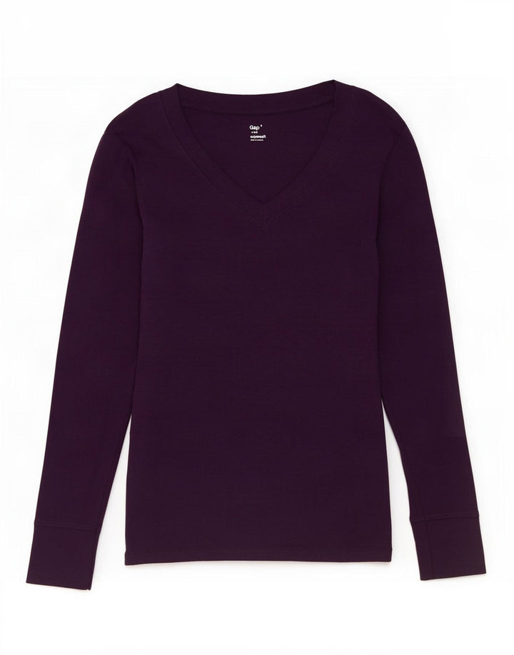 Gap Donna Top Manica Lunga UK 8 Small Viola Cotone