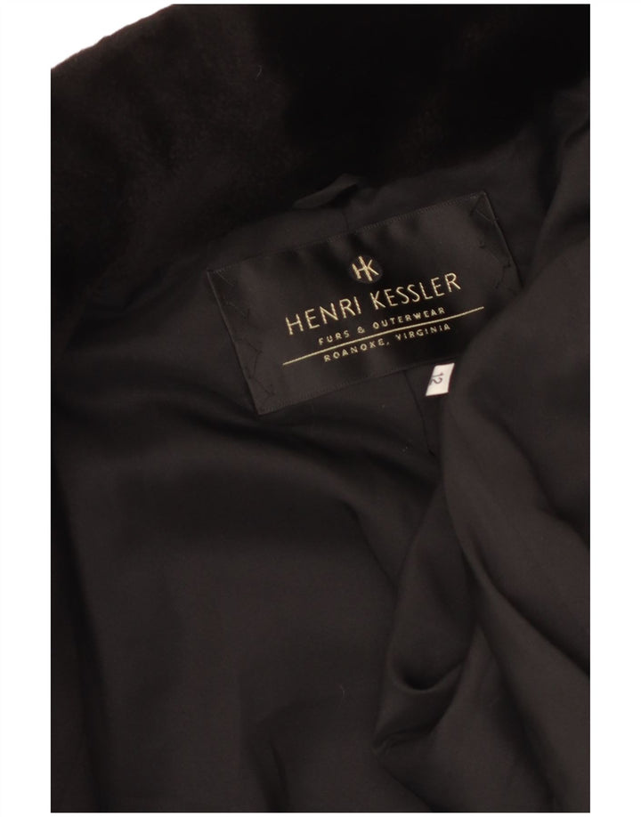 Cappotto vintage in velluto da donna UK 12 medio nero