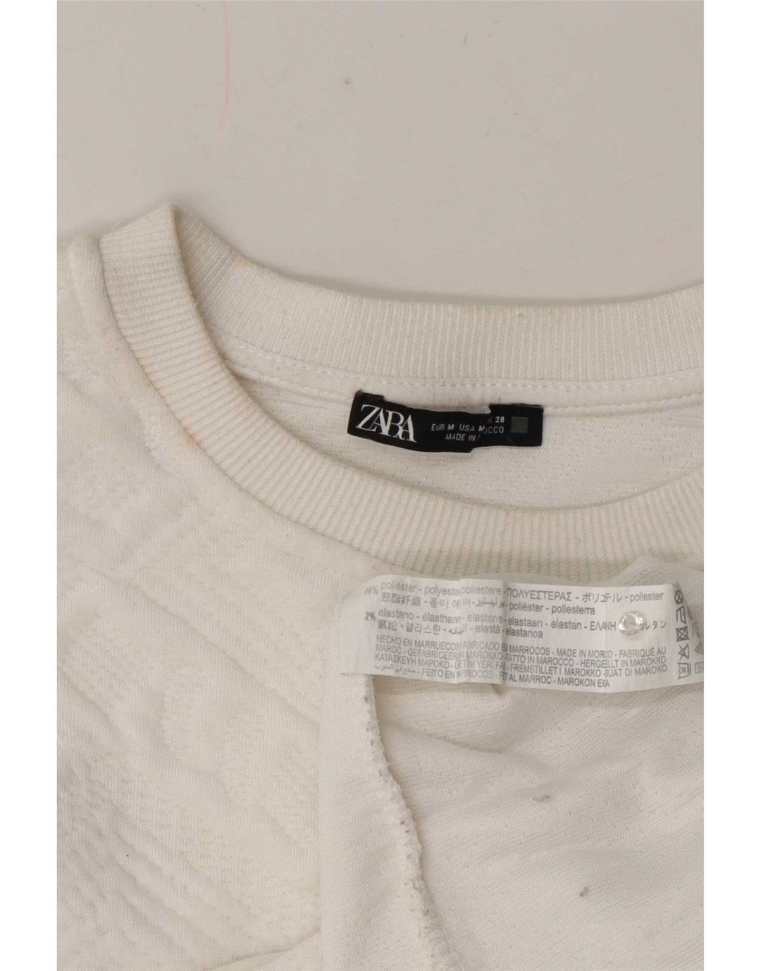 Felpa Zara da donna con vestibilità comoda, taglia UK 12, colore bianco medio geometrico