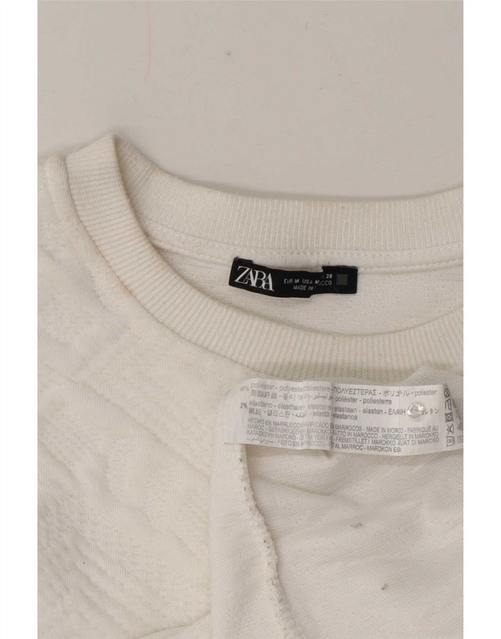 Felpa Zara da donna con vestibilità comoda, taglia UK 12, colore bianco medio geometrico