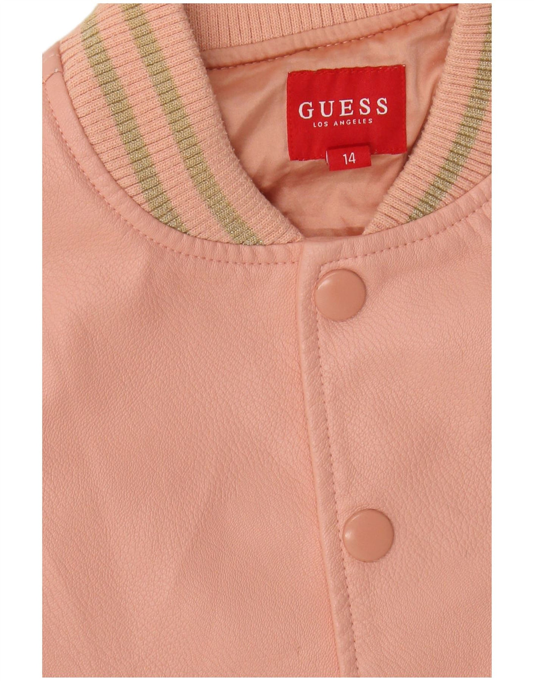 GUESS Girls Graphic Varsity Jacket 13-14 Years Pink Colourblock