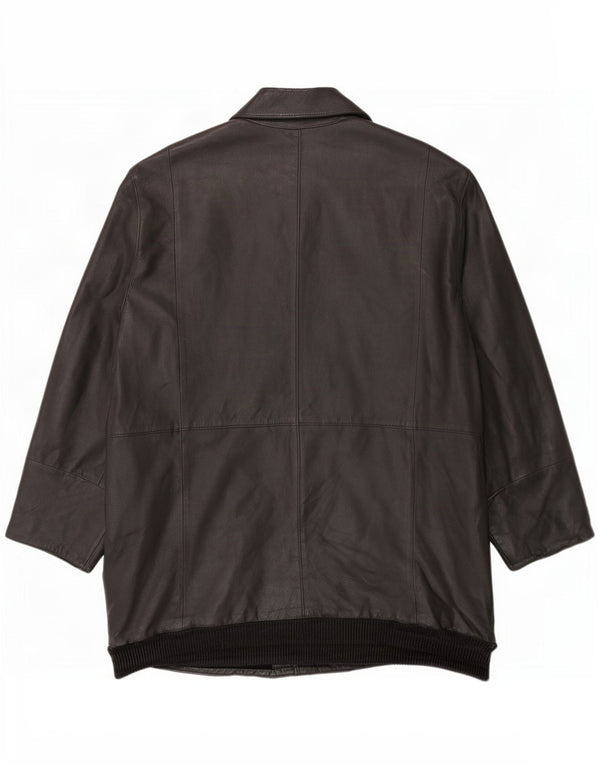 Cappotto in pelle vintage da uomo UK 42 XL Nero
