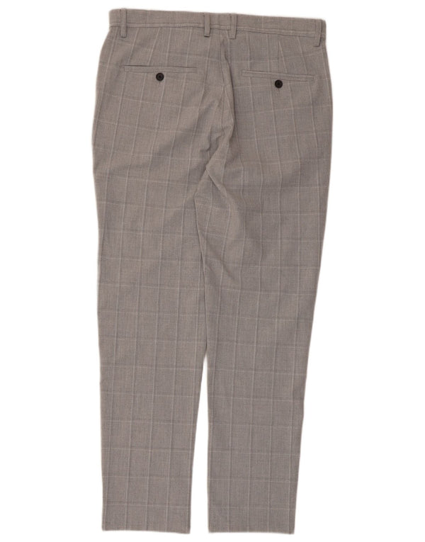 Pantaloni chino slim da uomo Zara EU 40 medi W31 L28 quadri grigi