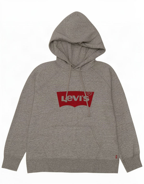 Maglione con cappuccio oversize grafico da donna Levi's UK 10 piccolo grigio chiazzato