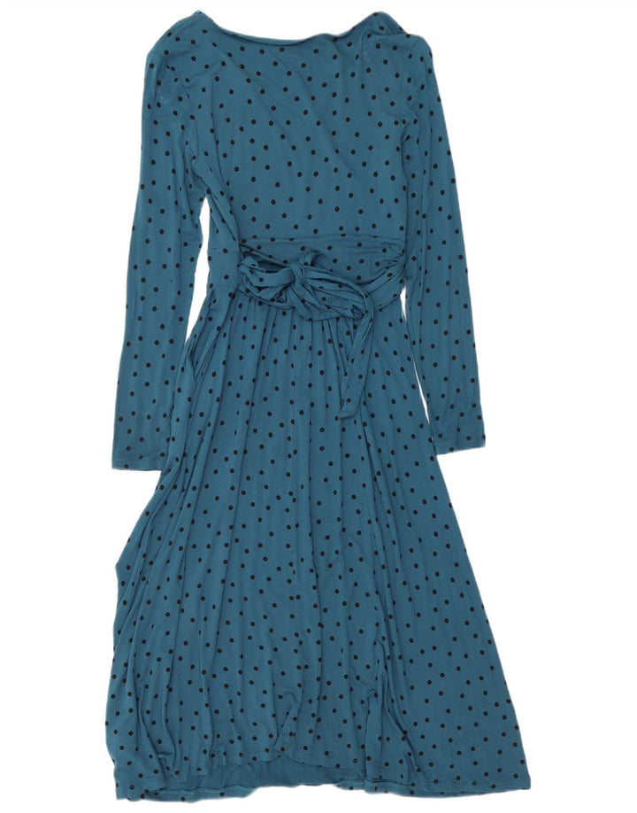 BODEN Abito lungo da donna a maniche lunghe UK 8 Piccolo viscosa blu a pois