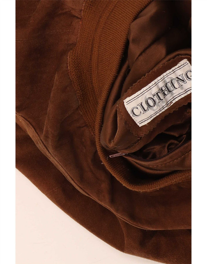 Giubbotto bomber vintage in pelle scamosciata da uomo UK 42 XL Marrone