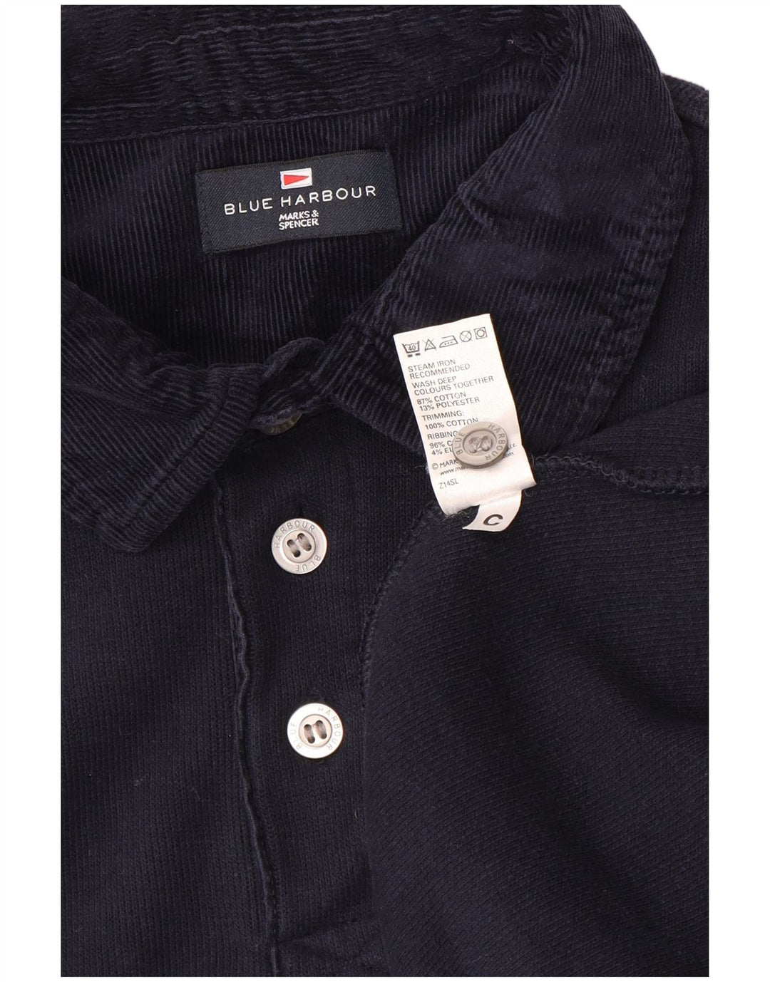 Polo a maniche lunghe da uomo Marks & Spencer Blue Harbour grande blu navy