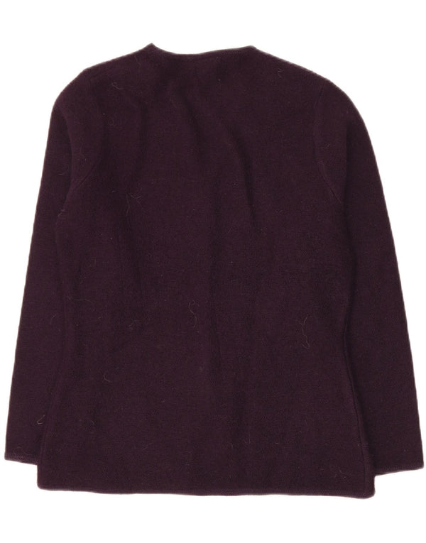 Maglione cardigan da donna Laura Ashley UK 12 Lana floreale viola medio