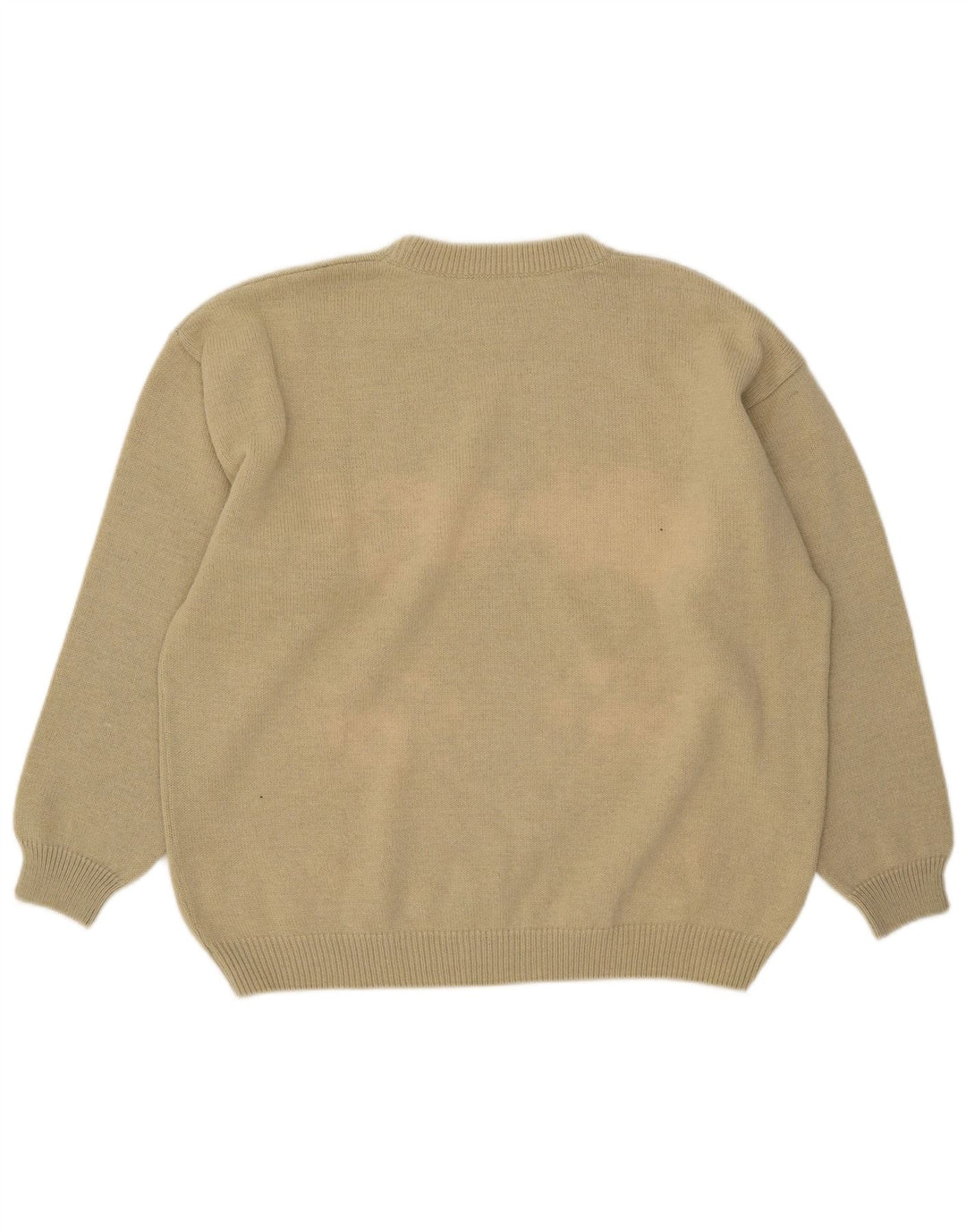 Maglione vintage da uomo girocollo IT 52 grande lana beige