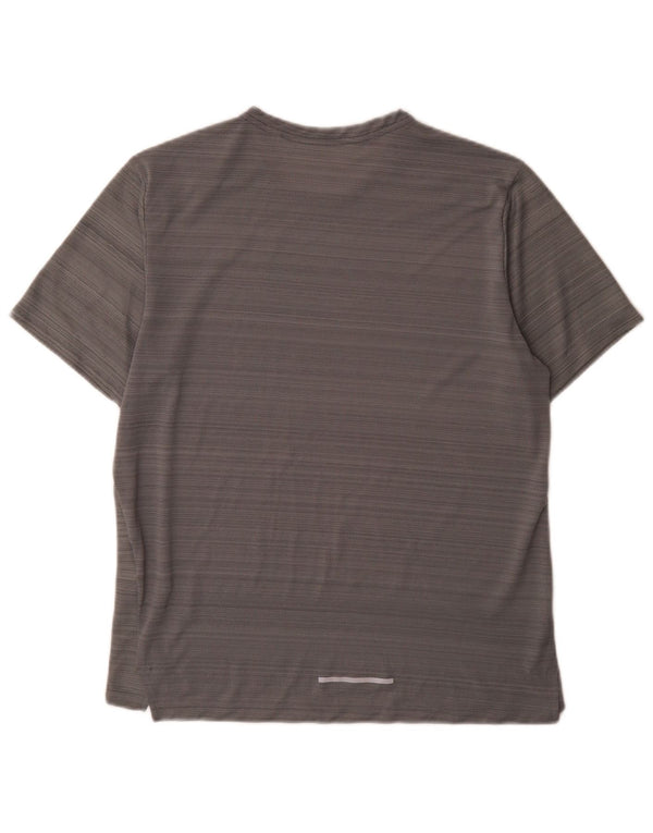 T-shirt Nike Dri Fit da uomo in poliestere a righe grigio medio