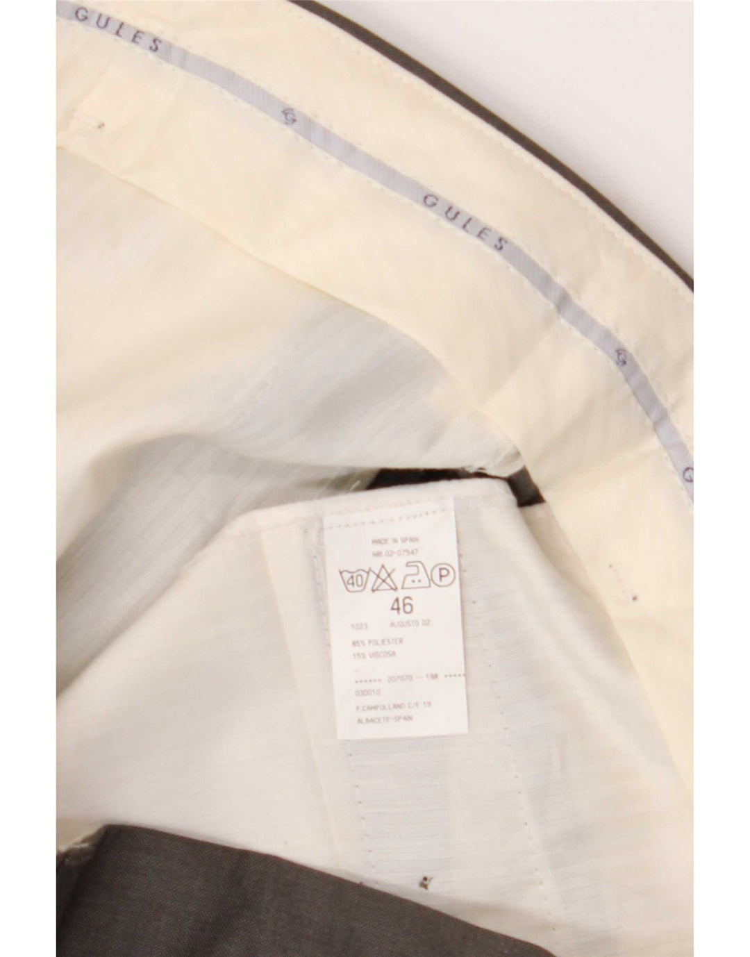 Pantaloni da abito vintage da uomo con pinces W38 L29 Poliestere grigio