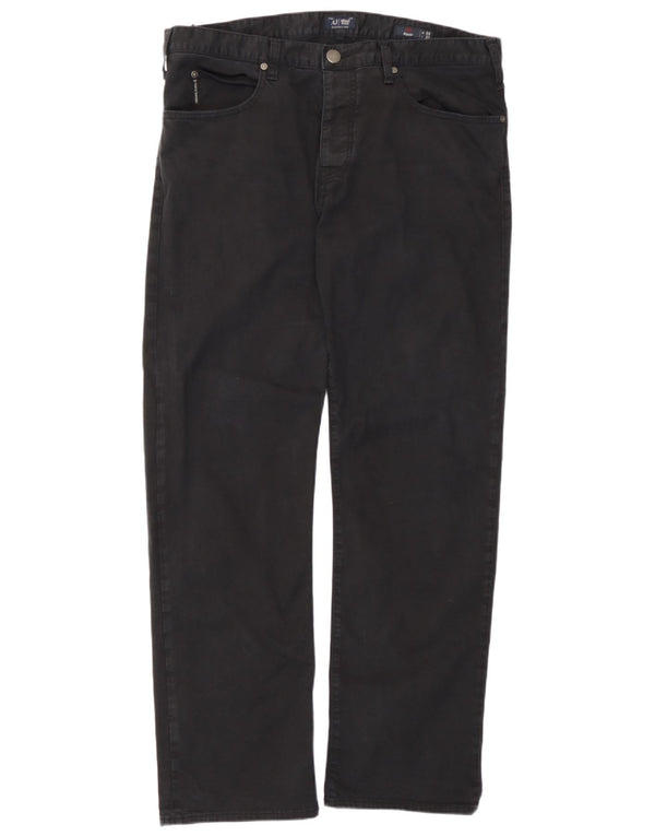 Jeans dritti regolari da uomo Armani W38 L32 cotone nero