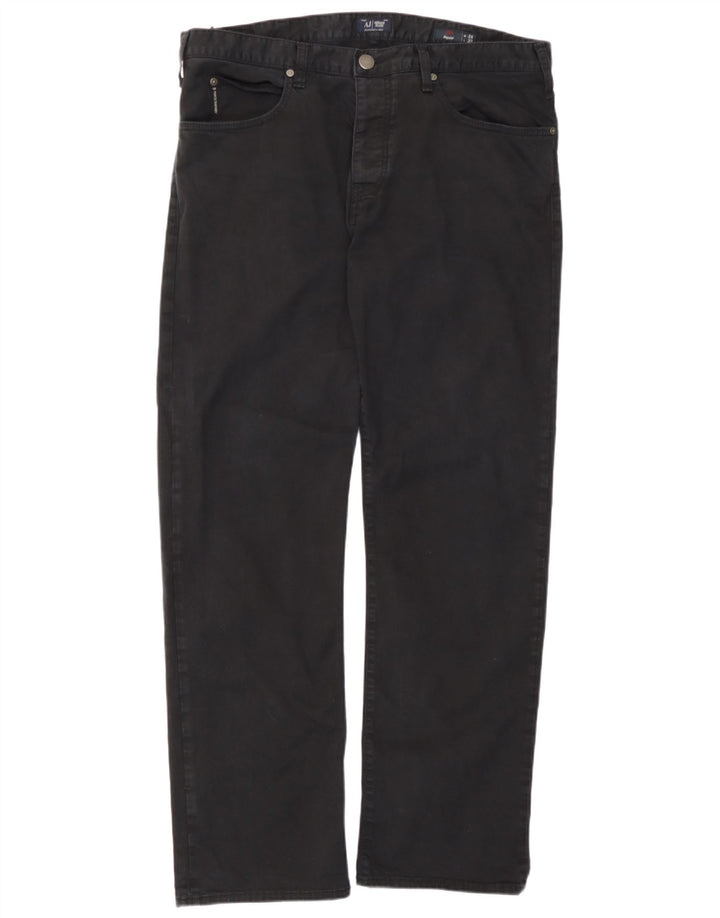 Jeans dritti regolari da uomo Armani W38 L32 cotone nero