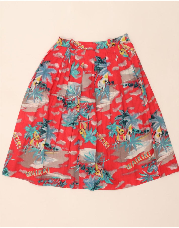 VINTAGE Womens Pleated Skirt W26 Small Red Floral Vintage Vintage and Second-Hand Vintage from Messina Hembry 