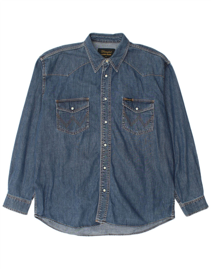 Camicia di jeans da uomo Wrangler XL in cotone blu
