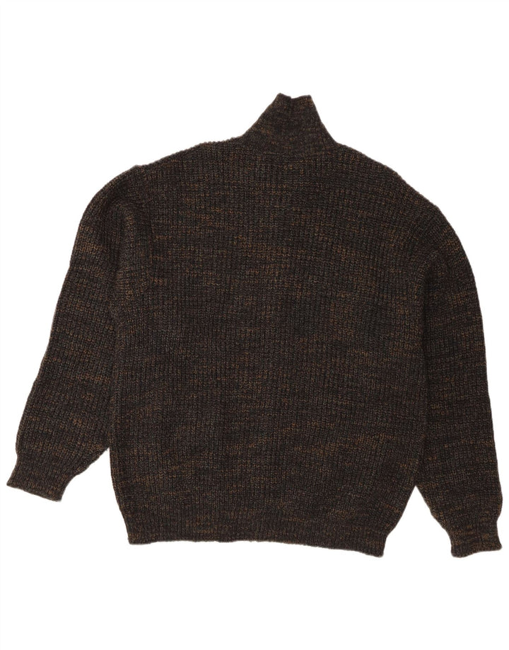 Il Granchio Maglione cardigan da uomo dalla vestibilità regolare, grande, in lana screziata blu navy