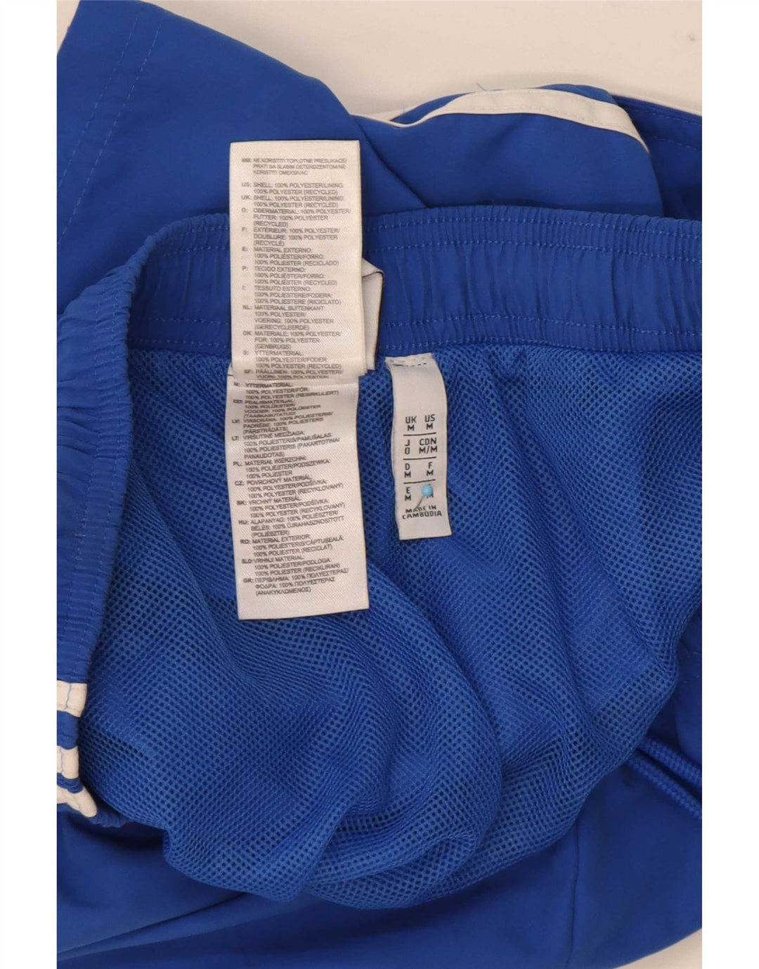 Pantaloncini sportivi da uomo Adidas in poliestere blu medio