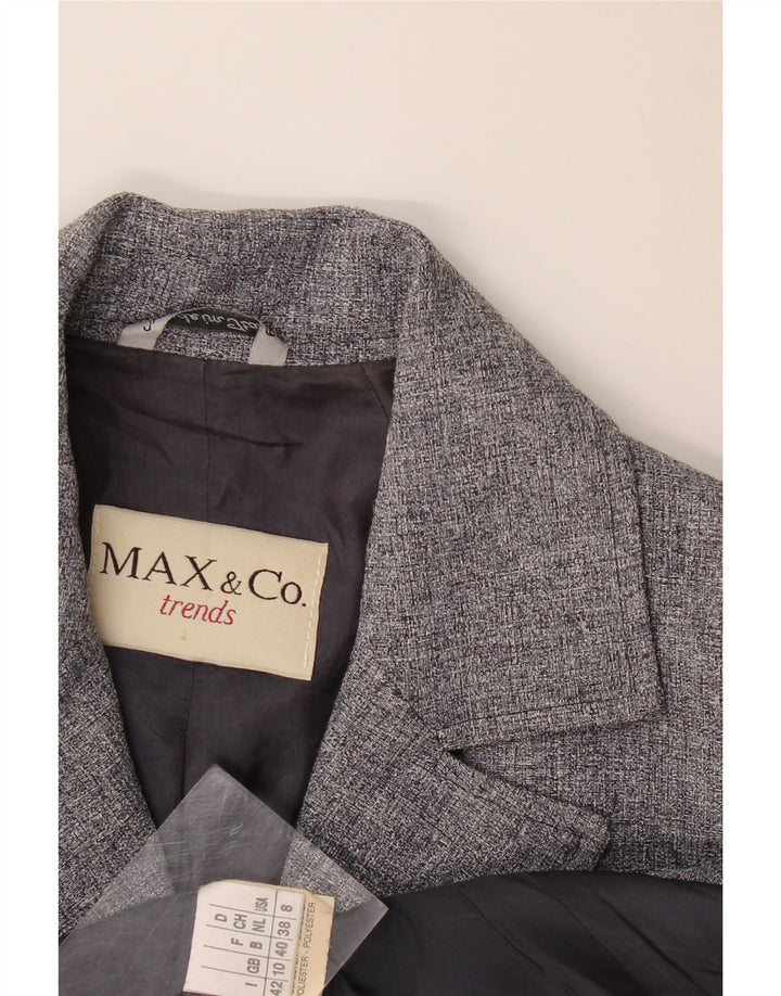 Giacca blazer a 4 bottoni da donna Max & Co. UK 10 piccola poliestere grigio