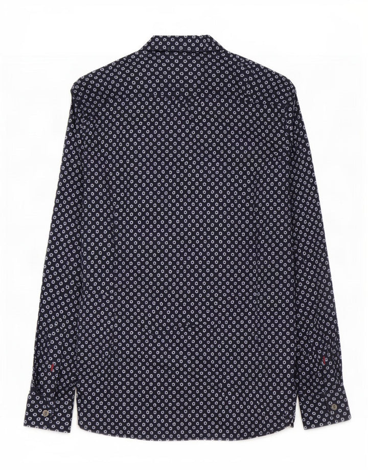 Camicia da uomo Ted Baker taglia 2 piccola in cotone floreale blu navy