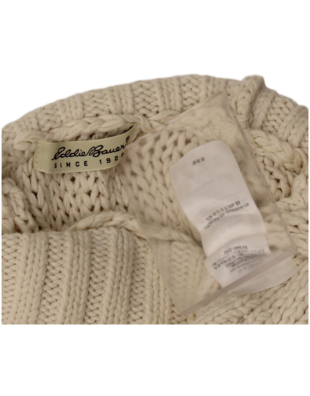 Eddie Bauer maglione da donna con collo dolcevita UK 8 piccolo cotone bianco sporco