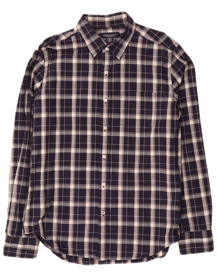 Camicia da uomo American Eagle in cotone a quadri blu navy medio