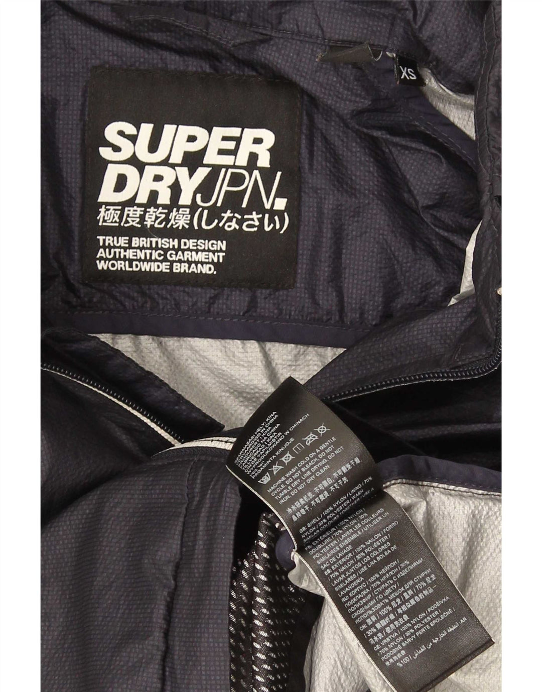 Giacca antipioggia da uomo Superdry UK 34 XS nylon blu navy