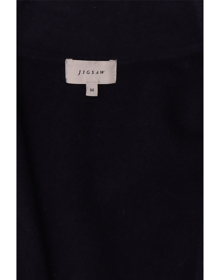 Maglione cardigan con maniche a 3/4 da donna Jigsaw UK 14 Lana blu navy media