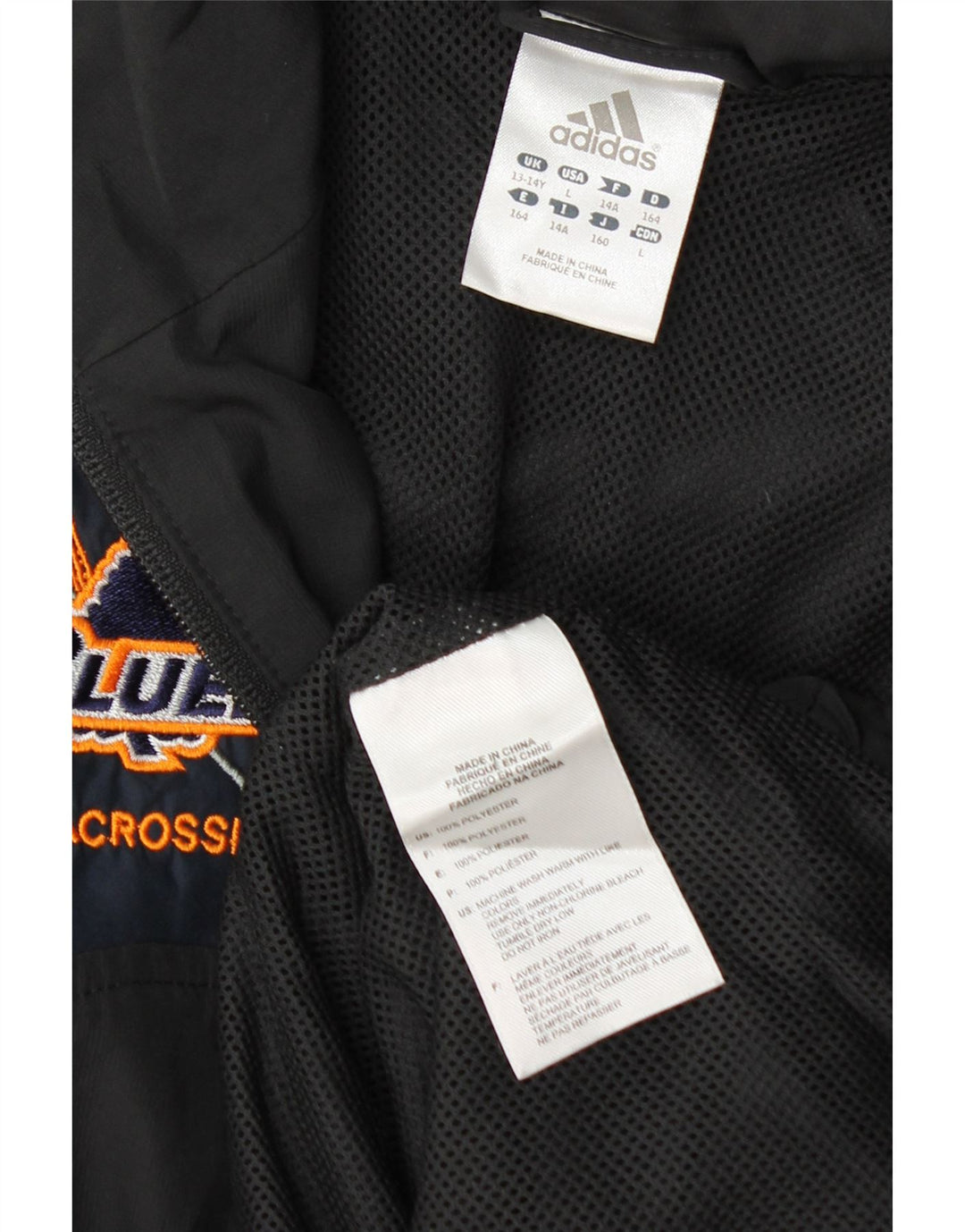 Giacca da ginnastica grafica da ragazzo Adidas 13-14 anni in poliestere nero