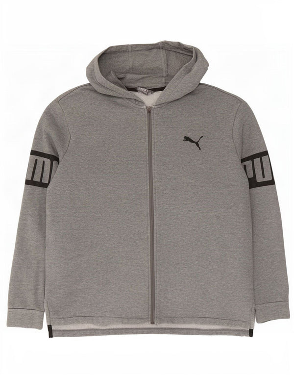 Felpa con cappuccio e zip grafica Puma da uomo XL in cotone grigio