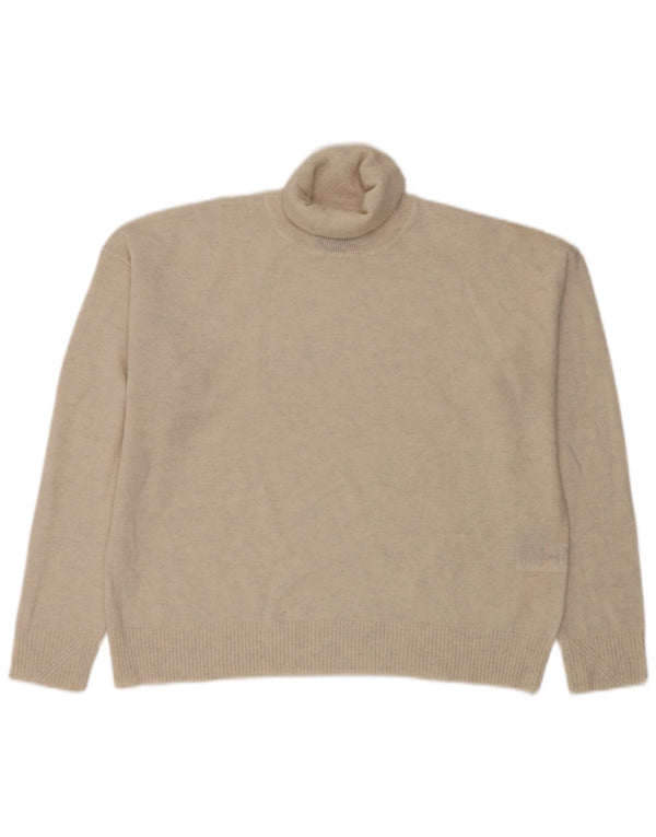 Maglione maglione oversize da donna con collo alto Superdry UK 14 Large Beige Lana