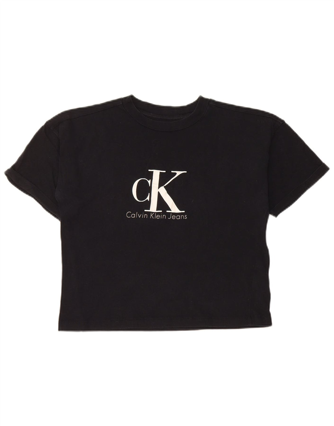 CALVIN KLEIN JEANS T-shirt corta da donna con grafica UK 6 XS cotone nero