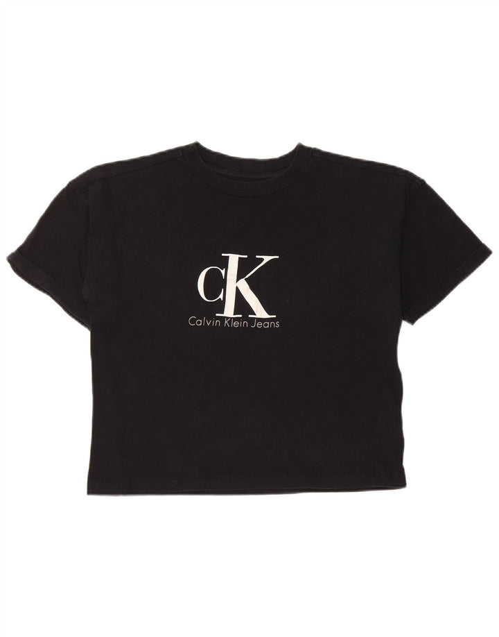CALVIN KLEIN JEANS T-shirt corta da donna con grafica UK 6 XS cotone nero